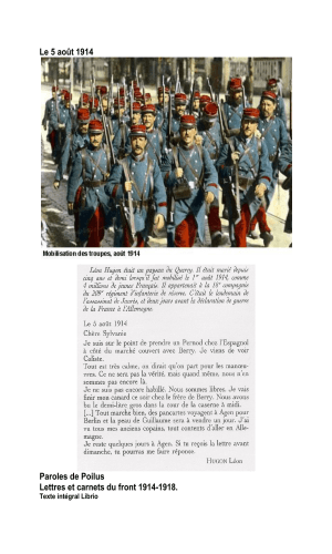 Le 5 août 1914 Paroles de Poilus Lettres et carnets du front 1914